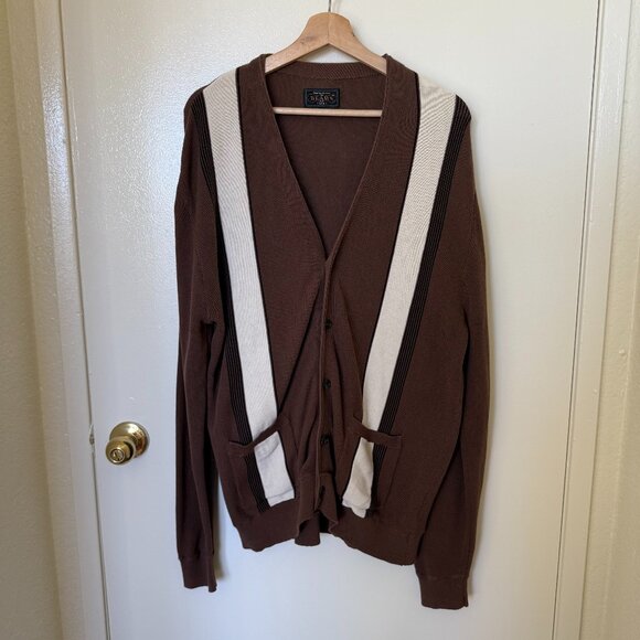 Beams Plus Brown Striped Cotton Cardigan XL - Picture 2 of 7
